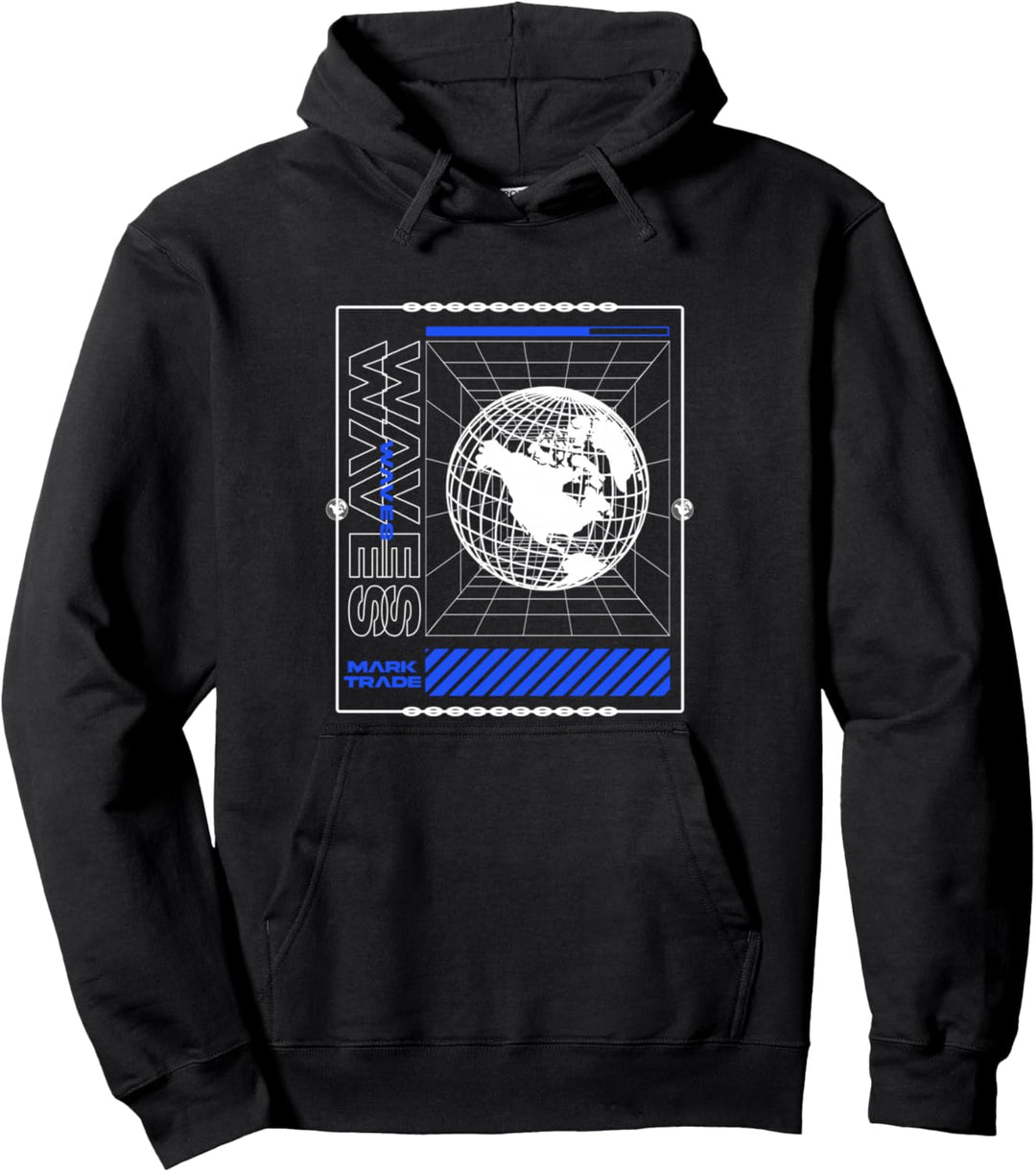 Waves Tech Future - Sad Aesthetic Edgy Streetwear Pullover Hoodie