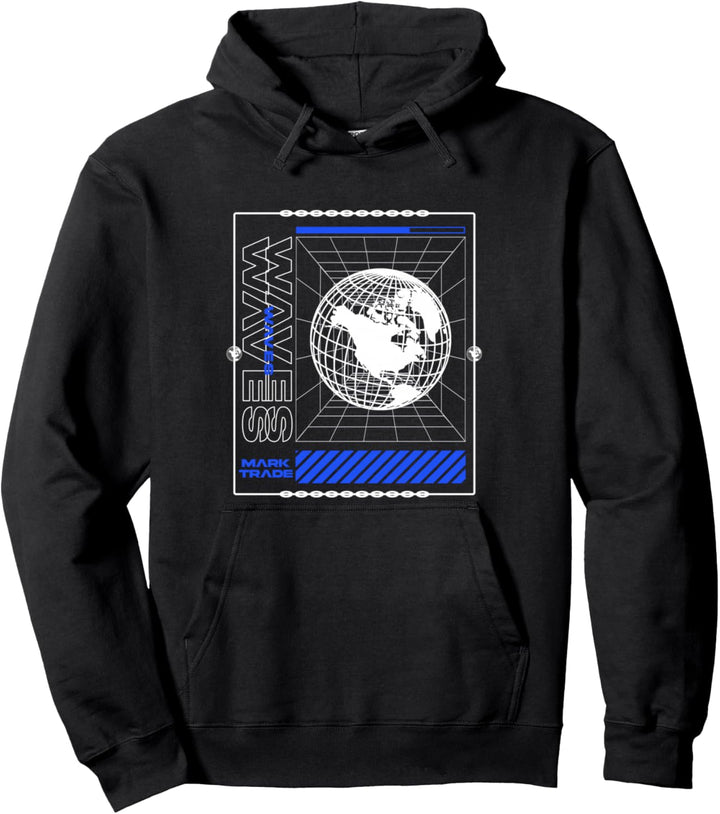 Waves Tech Future - Sad Aesthetic Edgy Streetwear Pullover Hoodie