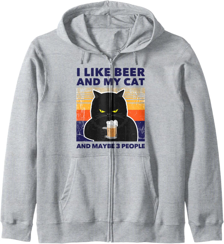I Like Beer And My Cat And Maybe 3 People Funny Beer Lover Kapuzenjacke