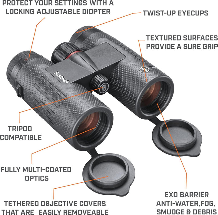 Bushnell Bn1036b Nitro-Fernglas, 10 x 36 mm, schwarzes Dach, Multi, Einheitsgrösse