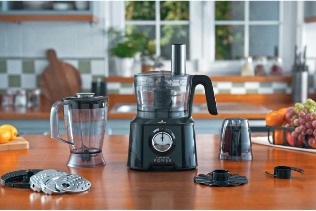 Karaca Mastermaid Power Max 11 in 1 Küchenroboter Glänzend Schwarz 2500 W, Black, Fassungsvermögen,