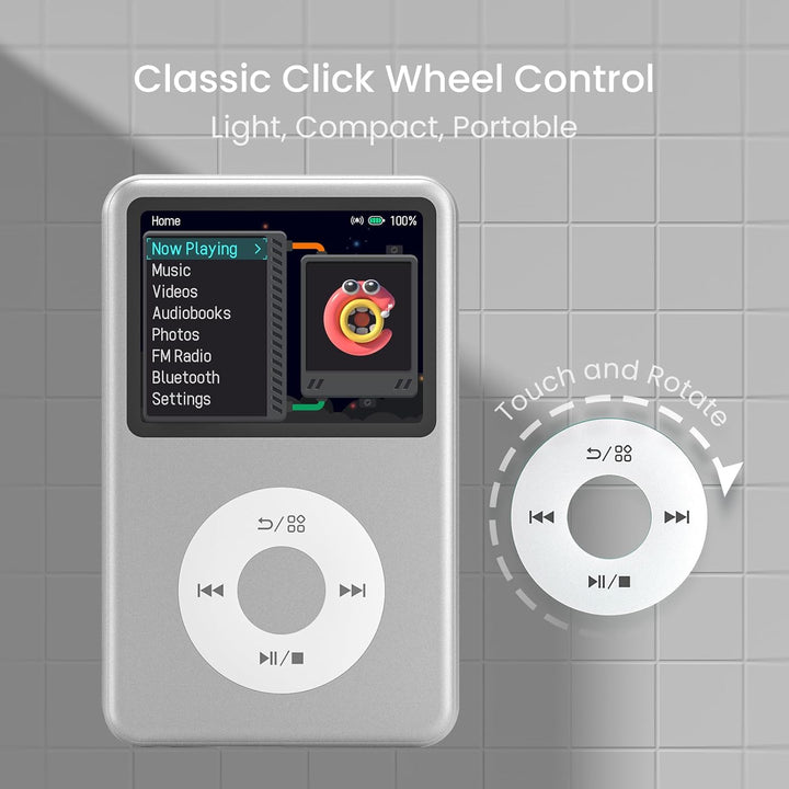 Innioasis Y1 64GB MP3 Player - Zeitlose Klasse: Touch Wheel-Steuerung, Bluetooth, Video-Player, Hörb