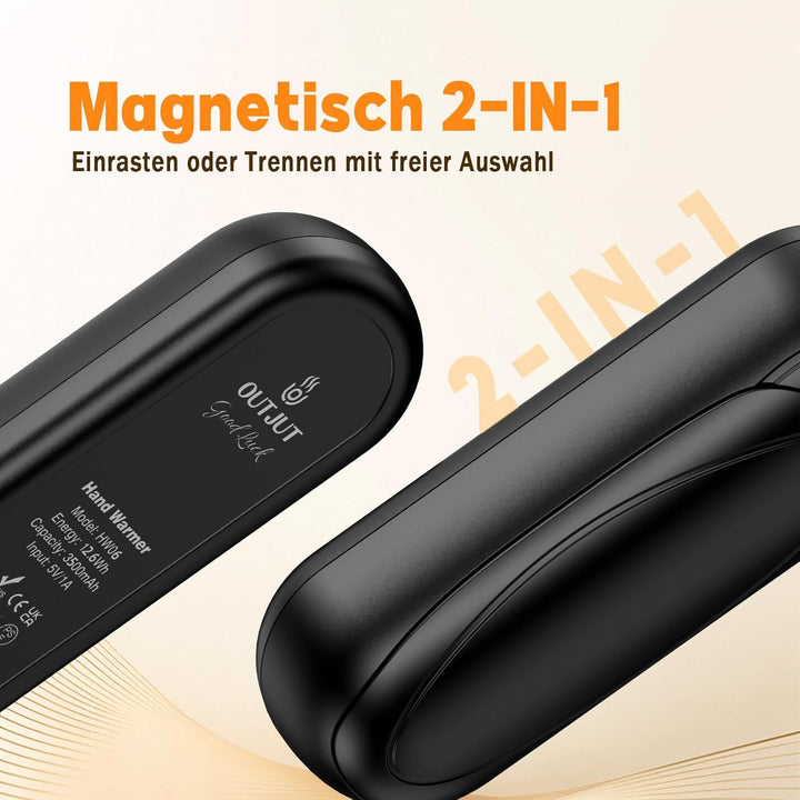 Handwärmer Wiederaufladbar 2er-Set, 7000mAh Elektrische Taschenwärmer mit 3 Heizstufen, Tragbare Mag