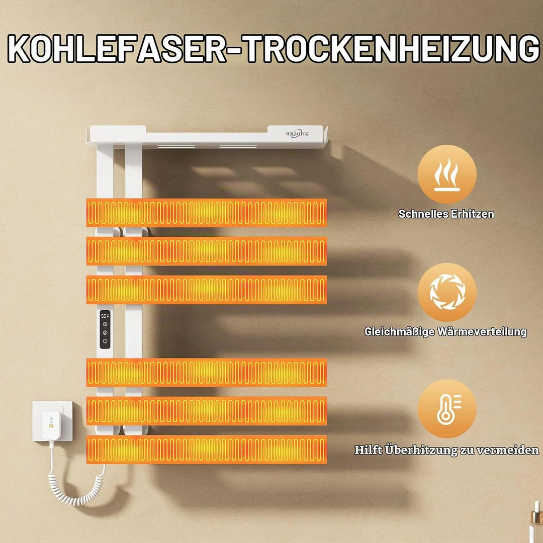 Handtuchheizkörper Elektrisch Mit Lagerregal,Handtuchtrockner Elektrisch Smart WiFi,Badheizkörper he