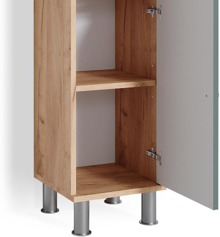 Vicco Midischrank Fynn, Grün/Goldkraft Eiche, 30 x 95 cm Grün 30x95x30 cm, Grün 30x95x30 cm