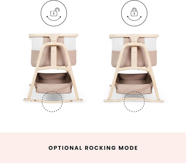 Ickle Bubba Bubba&Me Luxe Nachttisch Krippe - Co-Sleeper Babybett mit Rock oder Statischem Modus, ve