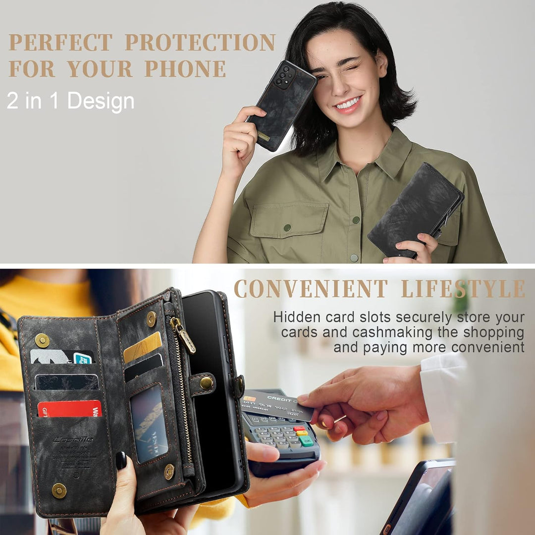 UFinetech Samsung A53 Hülle, Stossfest TPU Leder Flip Tasche Samsung Galaxy A53 5G Handyhülle, Magne