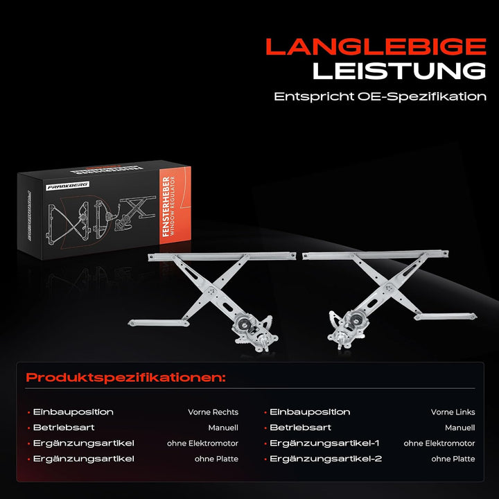 Frankberg 2x Fensterheber Fensterhebermechanik Vorne 6982052270, 6981052340 | Kompatibel mit Yaris P