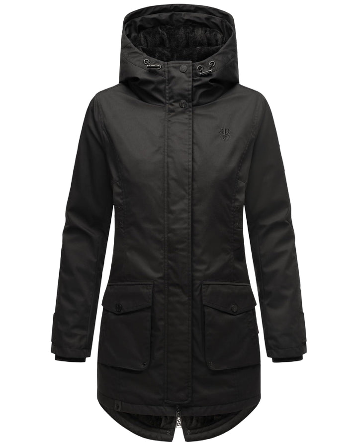 Navahoo Damen Übergangsjacke Warmer Kurzmantel Regenjacke wasserdicht mit Kapuze Brinjaa XS-XXL S Sc