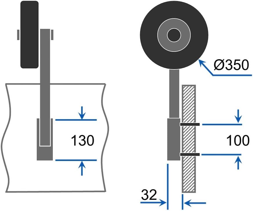 SUPROD Heckräder mit LUFTREIFEN, Slipräder, klappbar, ET350-LU, Edelstahl Schwarz/Rot, Schwarz/Rot