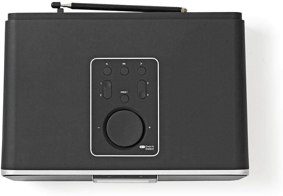 Nedis - Internetradio - 42 W - DAB+ - UKW - Bluetooth® - Farbe: Schwarz - Weck und Snooze Funktion -
