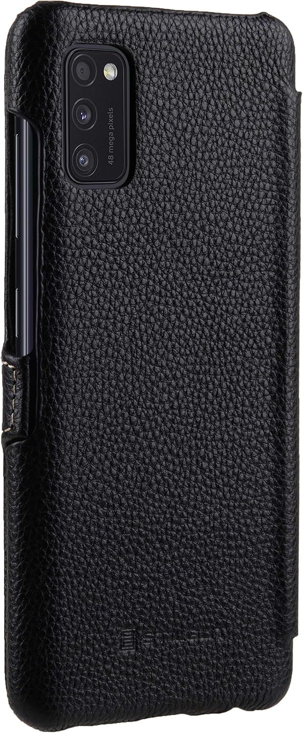 STILGUT Book Case kompatibel mit Samsung Galaxy A41 Hülle aus Leder mit Clip-Verschluss, Lederhülle,
