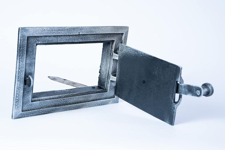 Euro Sezam - Altes Silber Ofentür aus Gusseisen - Massive dicke Ofentür - Pizzaofentür - DZ067 - Ein