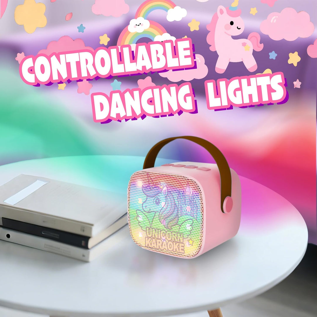 GirliGlee Einhorn Geschenke für Mädchen,Karaoke Maschine Kinder, Mini Bluetooth Karaoke Anlage mit 2