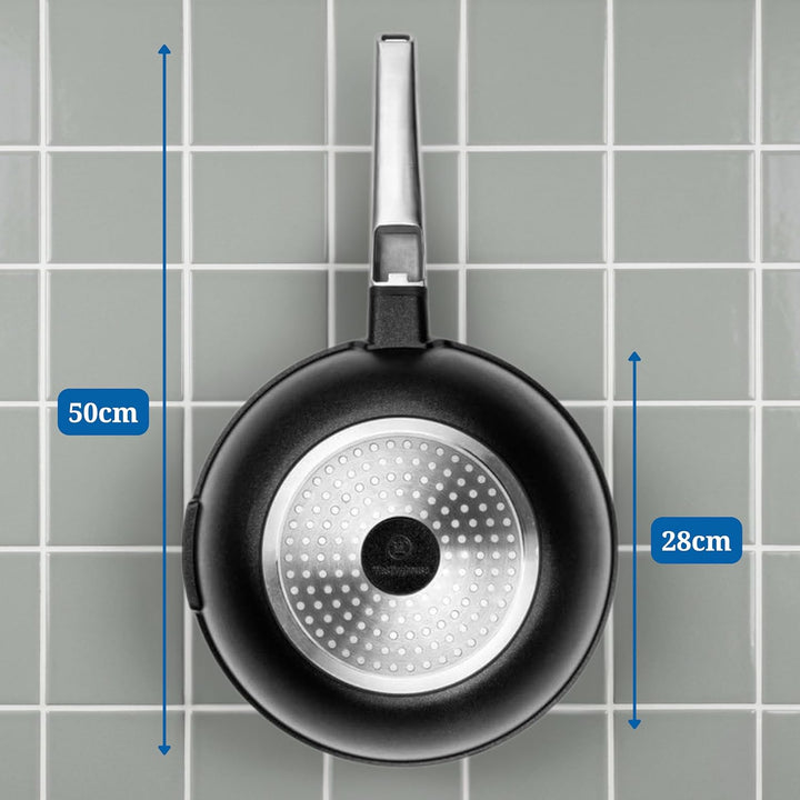 Westinghouse PERFORMANCE SERIES Wok Pfanne mit Deckel, Beschichtete Pfanne 28 cm mit Edelstahl-Griff