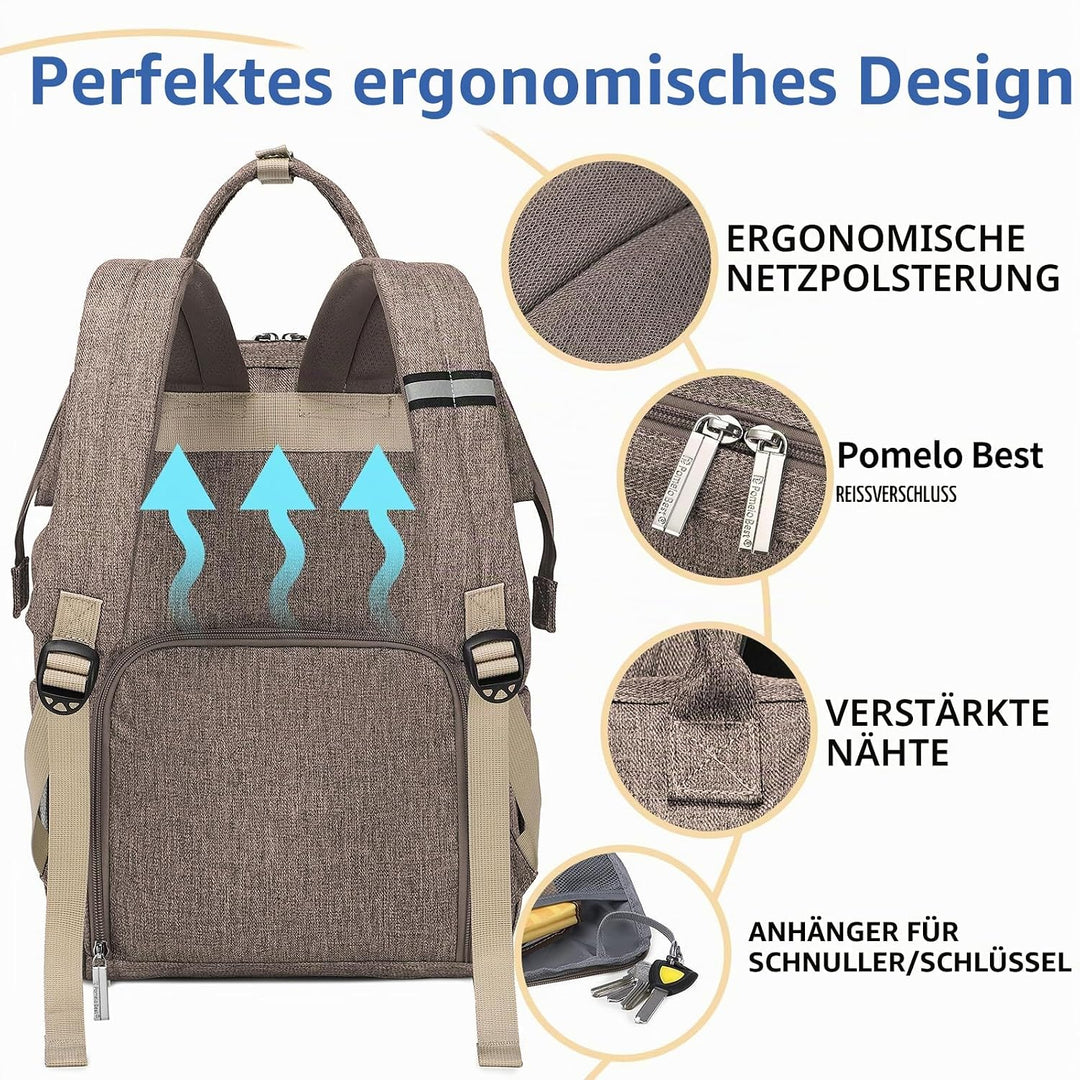 Pomelo Best Baby Wickelrucksack stylische Wickeltasche Rucksack mit Wickelunterlage multifunktional