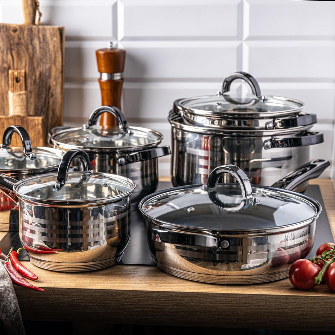 12-teilig Topfset mit Glasdeckel Topfe Induktion KLAUSBERG KB-7702