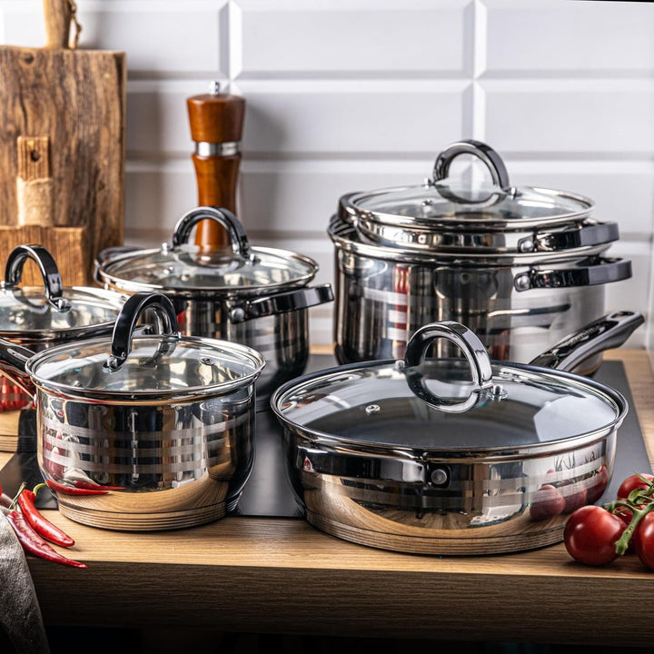 12-teilig Topfset mit Glasdeckel Topfe Induktion KLAUSBERG KB-7702