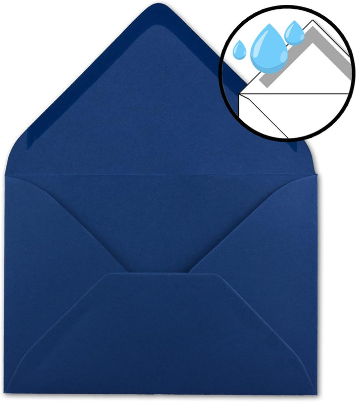 Briefumschläge in Nachtblau - 50 Stück - DIN C5 Kuverts 22,0 x 15,4 cm - Nassklebung ohne Fenster -