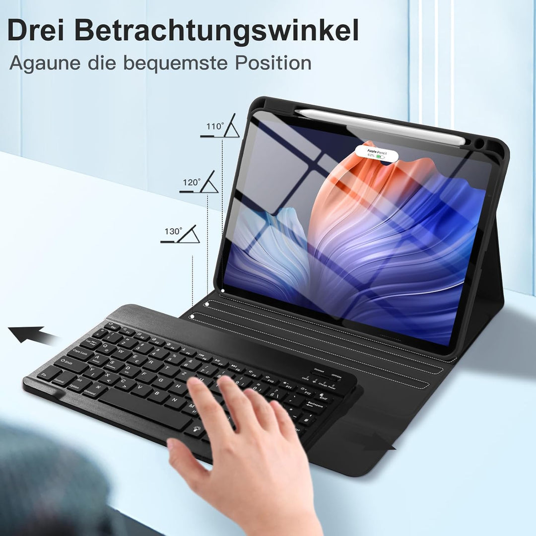 Vobafe Hülle mit Tastatur für iPad Air 11 Zoll M2 2024/iPad Air 6 5 4 2022 2020 10,9 Zoll, 7 Farben