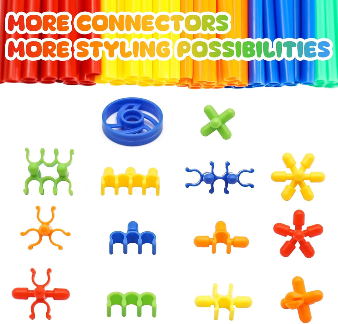 WYSWYG Konstruktionsspielzeug Strohhalme Baustein 560 Stück- Kreative Verbindungsbausteine Spielzeug