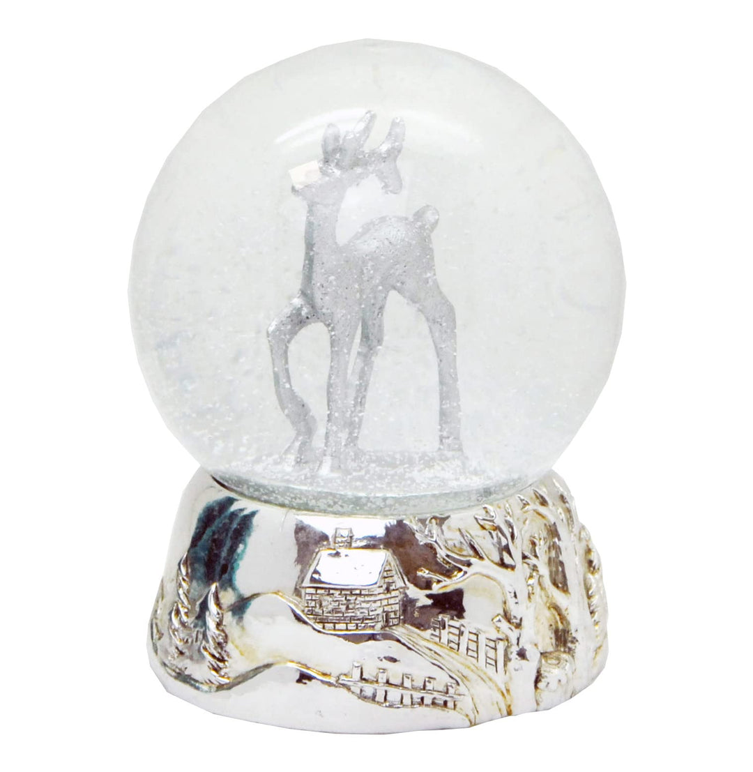 Schneekugel REH Silber Silber-Sockel Landschaft Winter Christmas mit Spieluhr Durchmesser 100mm * 20