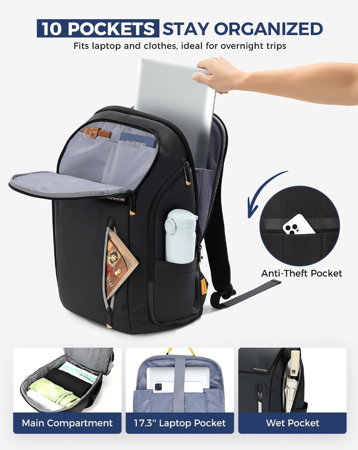 Rucksack Herren, Gross Laptop Rucksack 17 Zoll, Reiserucksack mit Anti Diebstahl Computerfach, Lapto
