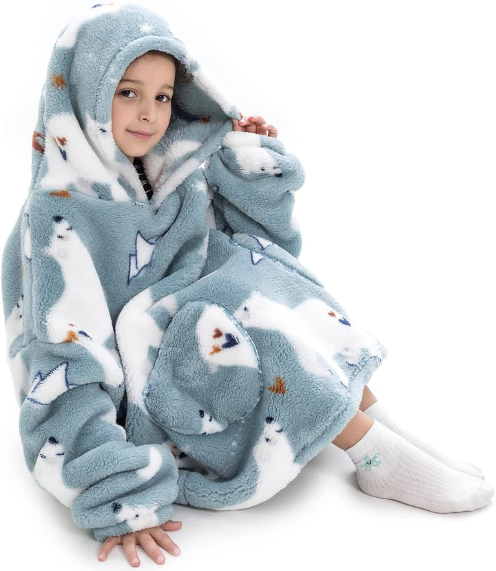 Ruiuzioong Kinder Übergrosse Kapuzenpullover,Super Weich Warmes Bequeme Tragbare Decken Sweatshirt f