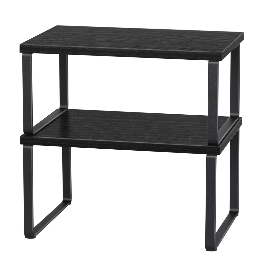 CADUKE Schrankregal Organizer 2er Set, Küchenschrank Lagerregale mit Metallrahmen und Holz-Arbeitspl