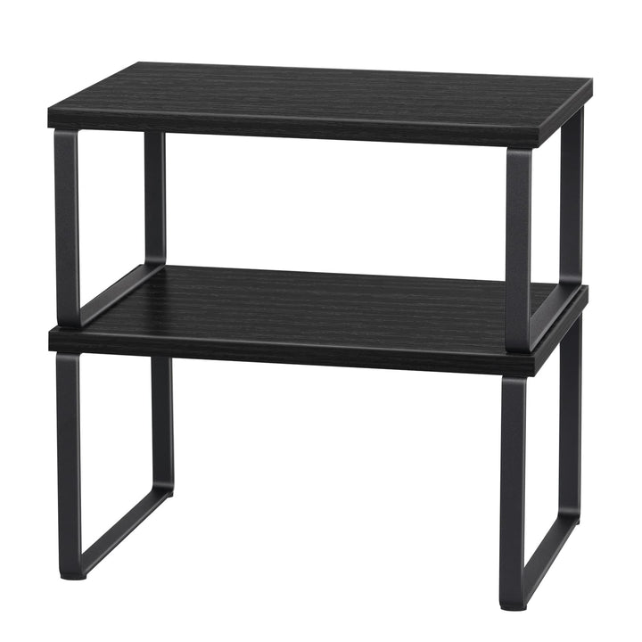 CADUKE Schrankregal Organizer 2er Set, Küchenschrank Lagerregale mit Metallrahmen und Holz-Arbeitspl