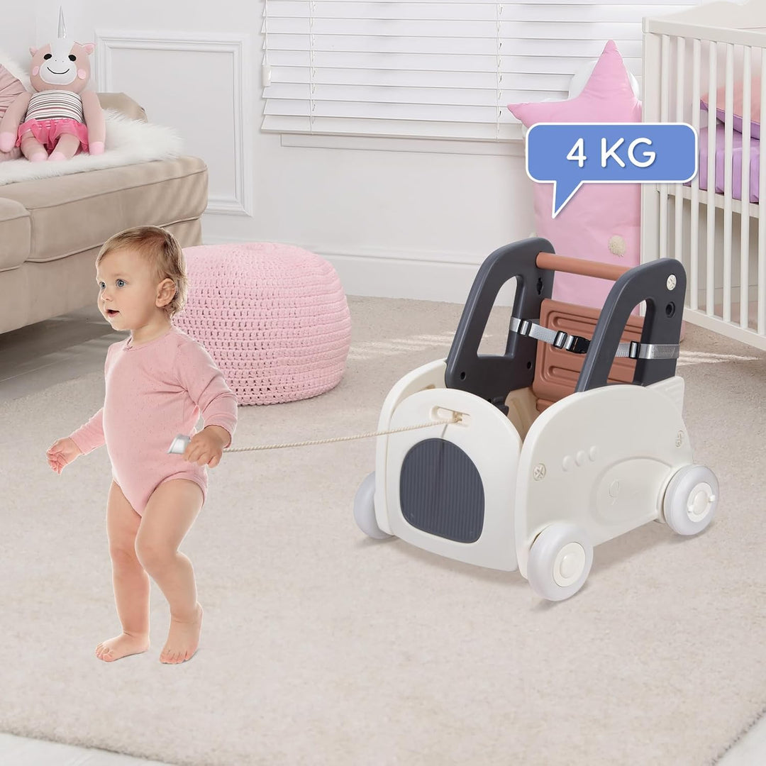 Leogreen Lauflernwagen Baby Push Pull Lauflernhilfe Spielzeug, 4 in 1 Lauflernhilfe zum Sitzen und S