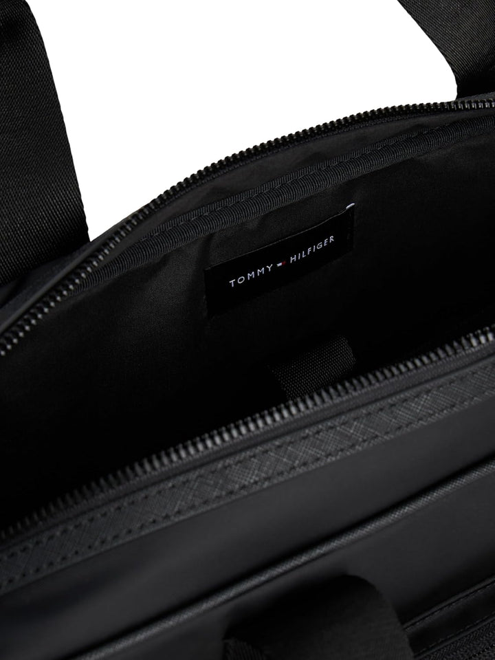 Tommy Hilfiger Herren Laptoptasche Repreve mit Trolley-Riemen, Schwarz (Black), Einheitsgrösse Black