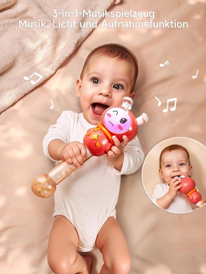 TUMAMA KIDS Rassel Baby Mit 7 Lichter Und Musik，Babyrassel Sensorik Spielzeug, Rattle Musikspielzeug