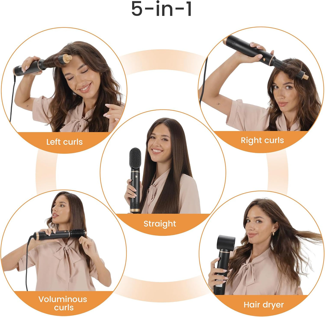 5 in 1 Air Styler 1000W Set, Hairstyle mit Rundbürstenföhn Haarstyler Warmluftbürste Föhn Lockenstab