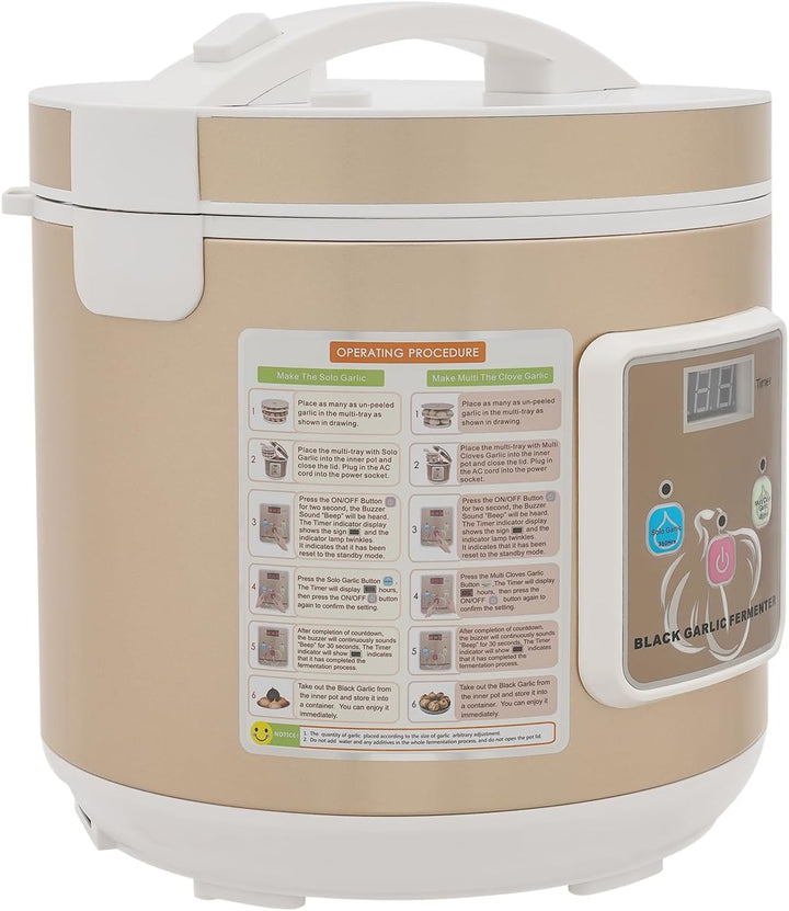 90W 6L Schwarzer Knoblauch Fermenter, Automatischer Gärtopf mit 360° Heizung, 12/15 Tage Programm, T