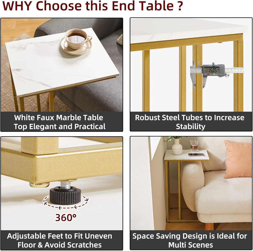 Aibiju C-Form Beistelltisch, Betttisch Laptoptisch, Beistelltisch Sofa, Geeignet für Schlafzimmer, W