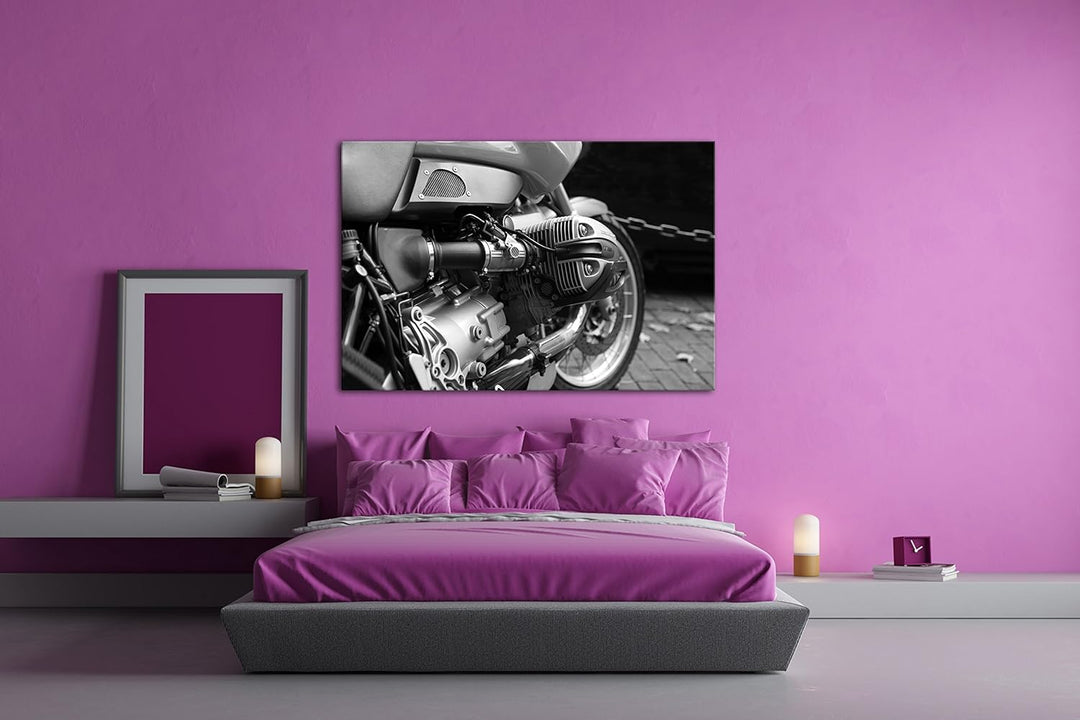 deyoli Detailaufnahme eines Motorrads Effekt: Schwarz/Weiss Format: 80x60 als Leinwandbild, Motiv fe