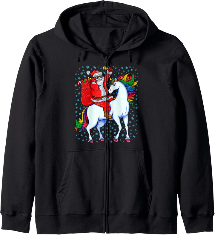 Weihnachtsmann Reiterei Einhorn Geschenk Für Weihnachten Kapuzenjacke