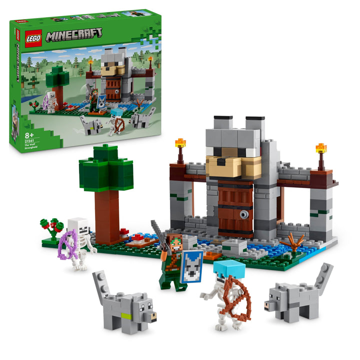 LEGO Minecraft Die Wolfsfestung, Action-Spielset mit Skeletten und Festung zum Erkunden, Geschenk fü