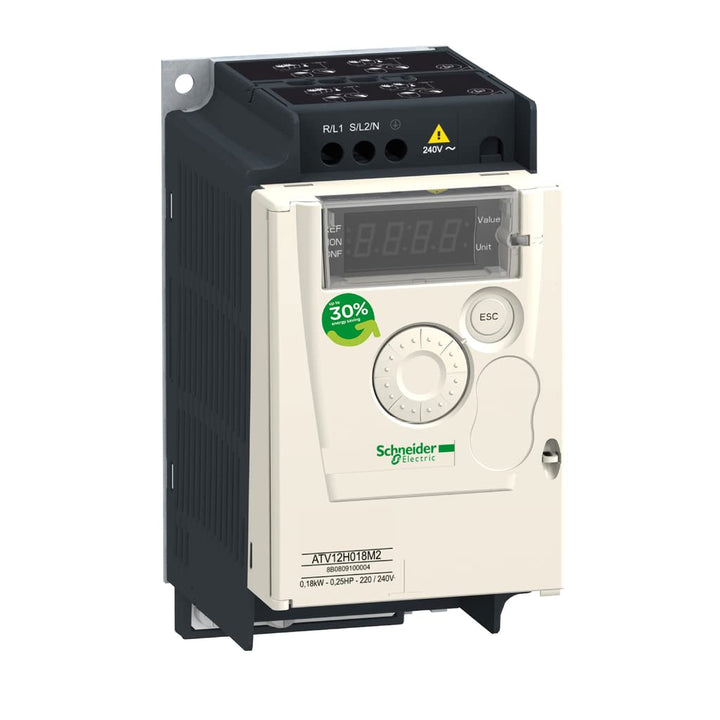 Schneider Electric ATV12H037M2 Frequenzumrichter ATV12, 0, 37kW, 0, 55HP, 200.240V, 1-PH. mit Kühlkö