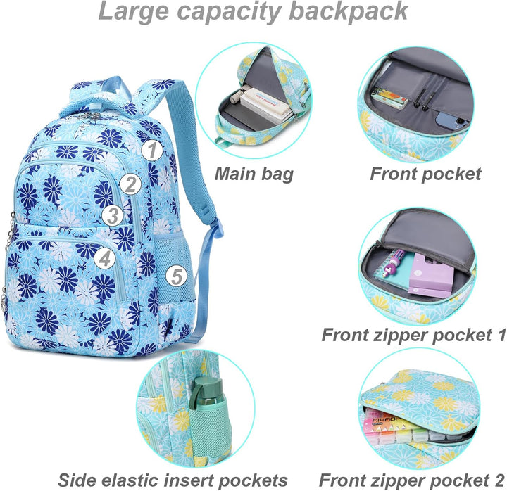 ZHIERNA Schulrucksack Mädchen Teenager Schule Rucksack Damen Schulranzen Kinder Schultasche mit Lunc