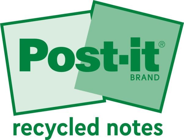 Post-it Recycling Notes Assortierte Farben, Packung mit 16 Blöcken, 100 Blatt pro Block, 76 mm x 76