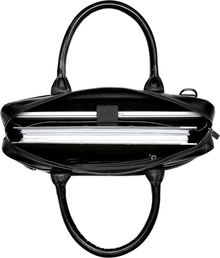 SID & VAIN grosse Laptoptasche schmal echt Leder - 15 Zoll Laptop Business-Tasche BOSTON gross - Umh
