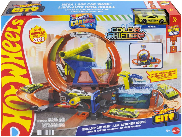 Hot Wheels City Mega Loop Autowaschanlage und Color Shifters Fahrzeug