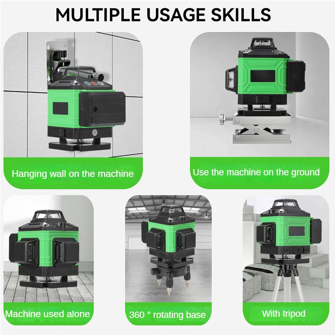 Kreuzlinienlaser Mit Stativ 4 x 360 °, Laser Wasserwaage mit Selbstnivellierung, vertikale und horiz