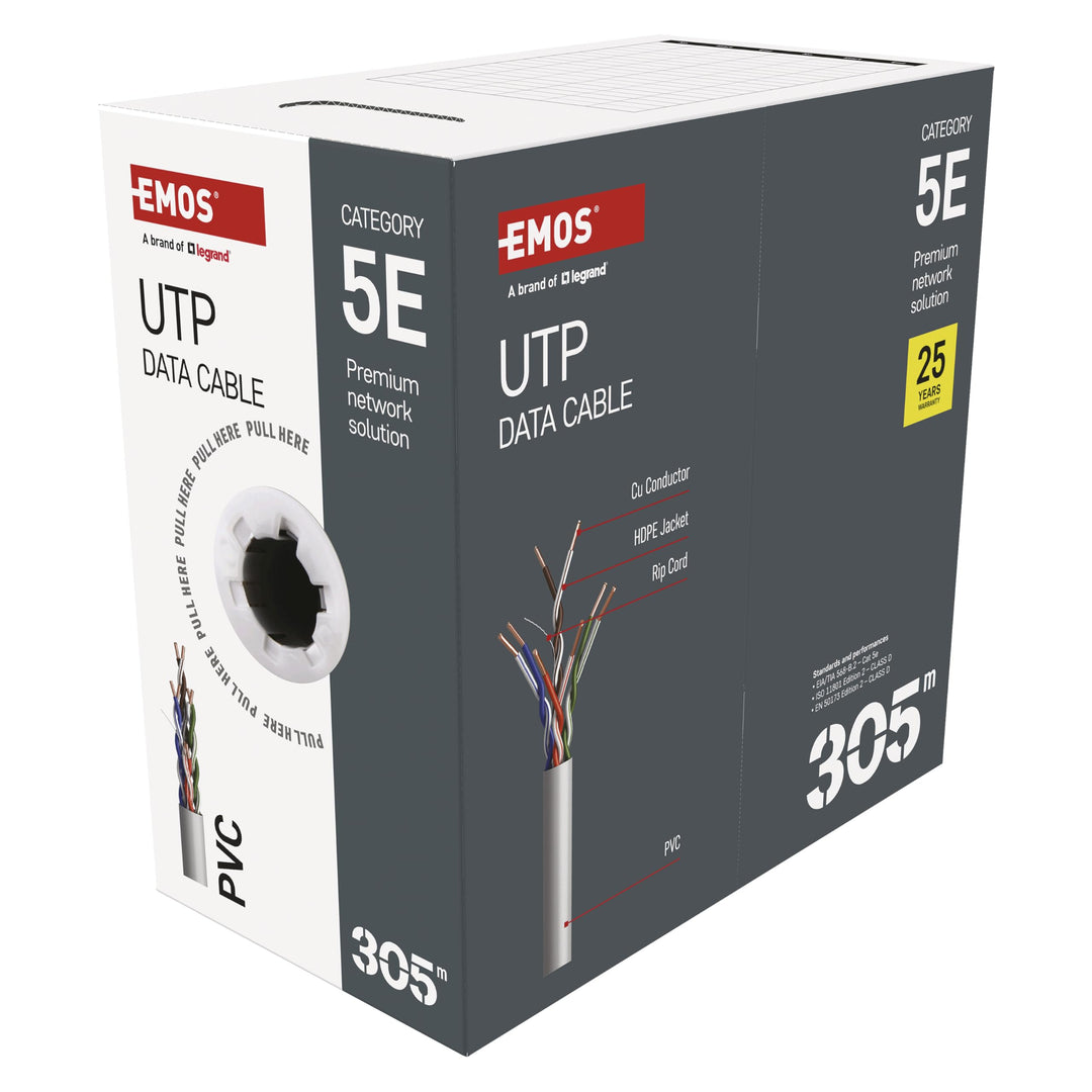 EMOS - UTP Netzwerkkabel CAT 5e, 305m, PVC - CAT5e-Patchkabel UTP - Gigabit LAN Kabel - ungeschirmte