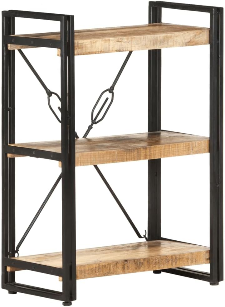 vidaXL Mangoholz Massiv Bücherregal 3 Fächer Industriestil Standregal Büroregal Wandregal Lagerregal