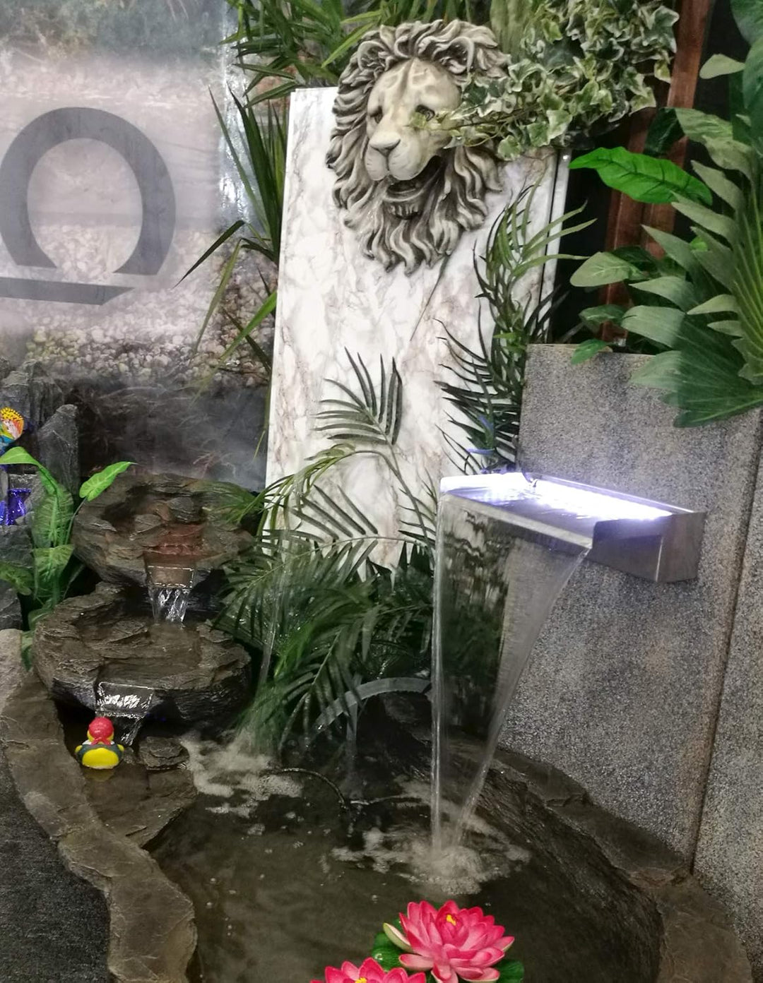 Köhko Wasserfall-Set Akaka (Länge 45 cm) aus Edelstahl matt 24303 - Komplett-Set inkl. Pumpe und Bec