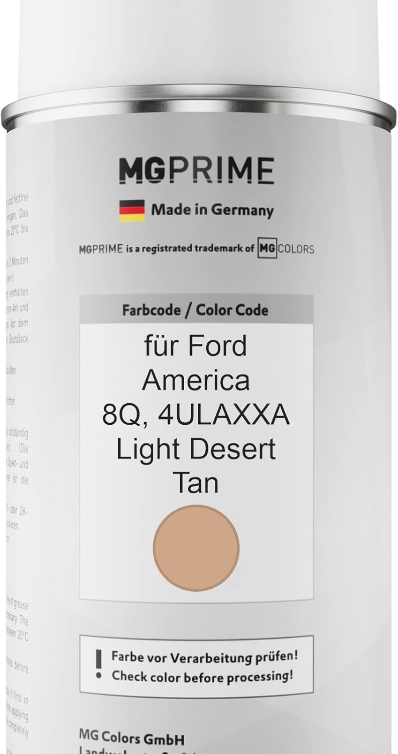 MG PRIME Autolack Sprühdosen Set für Ford America 8Q / 4ULAXXA Light Desert Tan Basislack Klarlack S