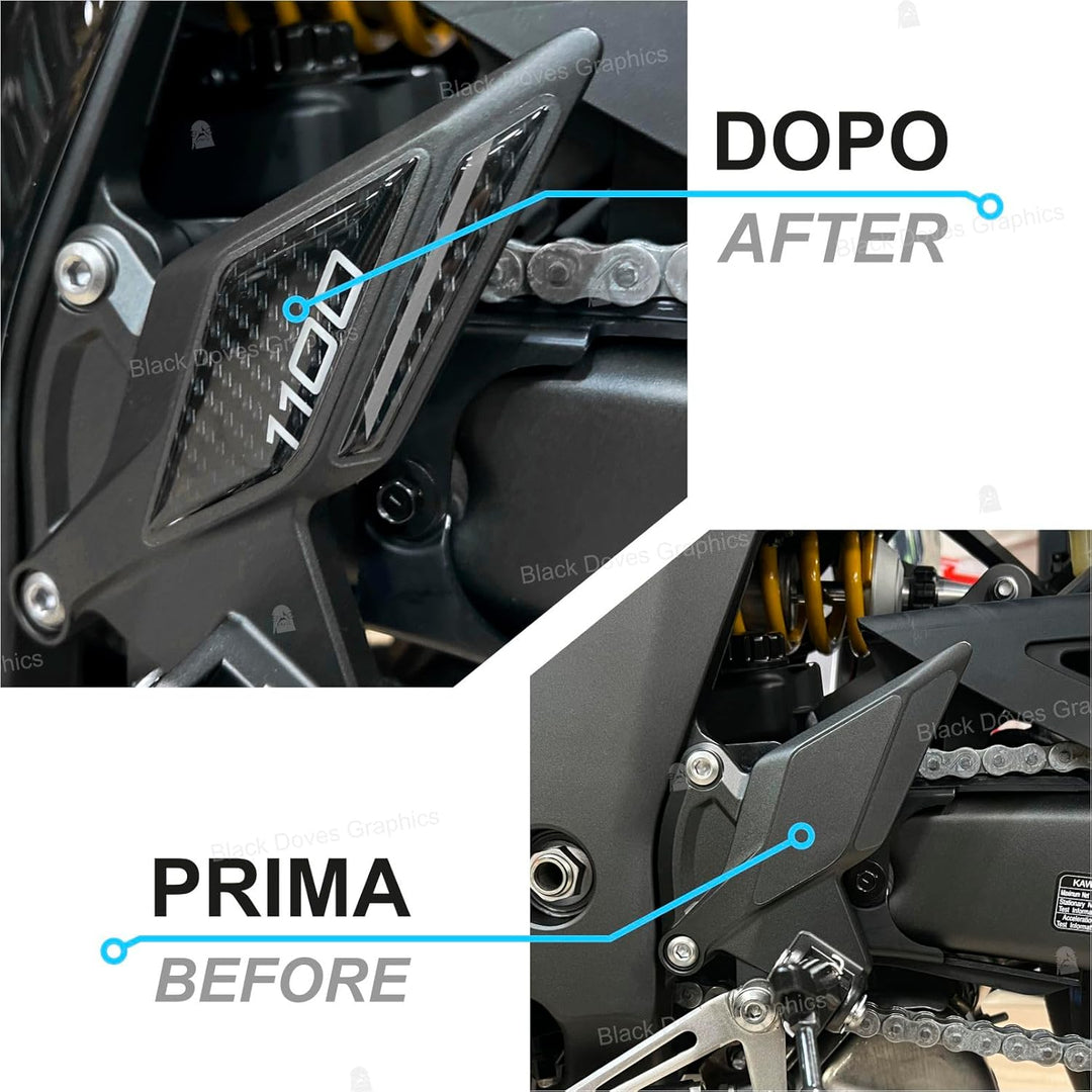 Black Doves Graphics 3D-Aufkleber aus Harz kompatibel mit Kawasaki Z1100 2026 (BK1) | Made in Italy